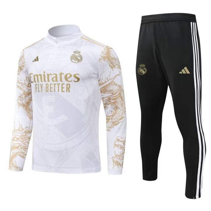 AAA Quality Real Madrid 24/25 Tracksuit - White/Golden
